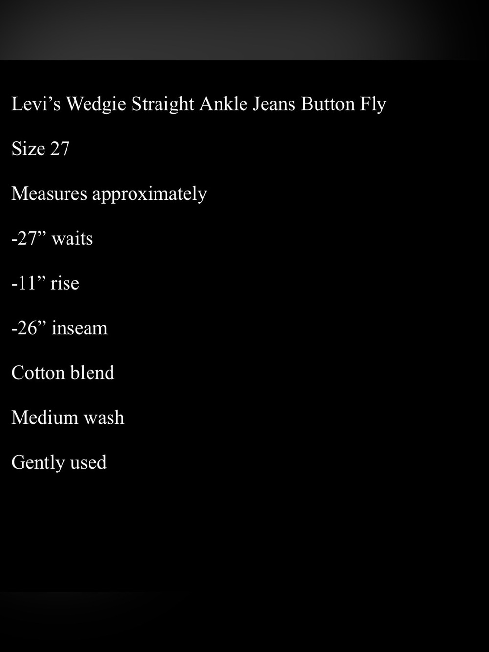 Levi's Premium Wedgie Straight Blue Cropped High-Rise Jeans - 27 - Picture 7 of 7